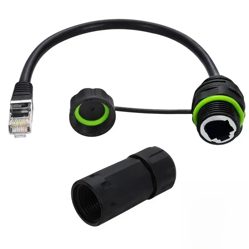 IP68 8P8C CAT6 Wodoodporny i pyłoszczelny port Ethernet RJ45 M-F z ekranowanym sygnałem Złącze wtykowe lotnicze Głowica sieciowa RJ45 — zdjęcie produktu 7