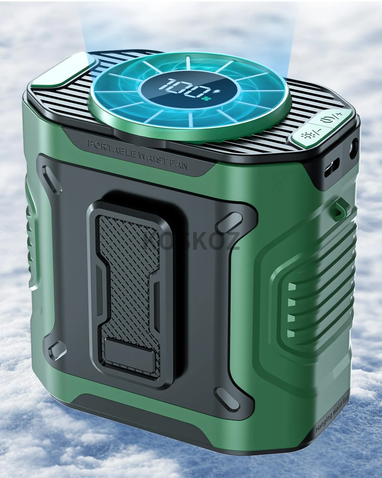 Portable Waist Fan with 10 Speed, Clip on Wearable Personal Fan with Flashlight, Hands-Free Hanging Neck Fans, Outdoor Camping