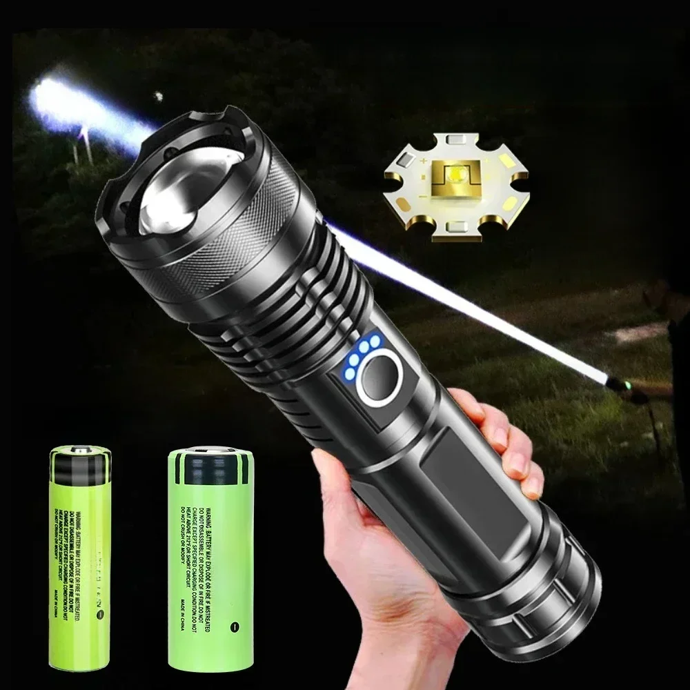 Lampes de poche LED rechargeables USB, Lumens élevés, Flash tactique portatif Super lumineux, Zoomable, lanterne d'urgence étanche