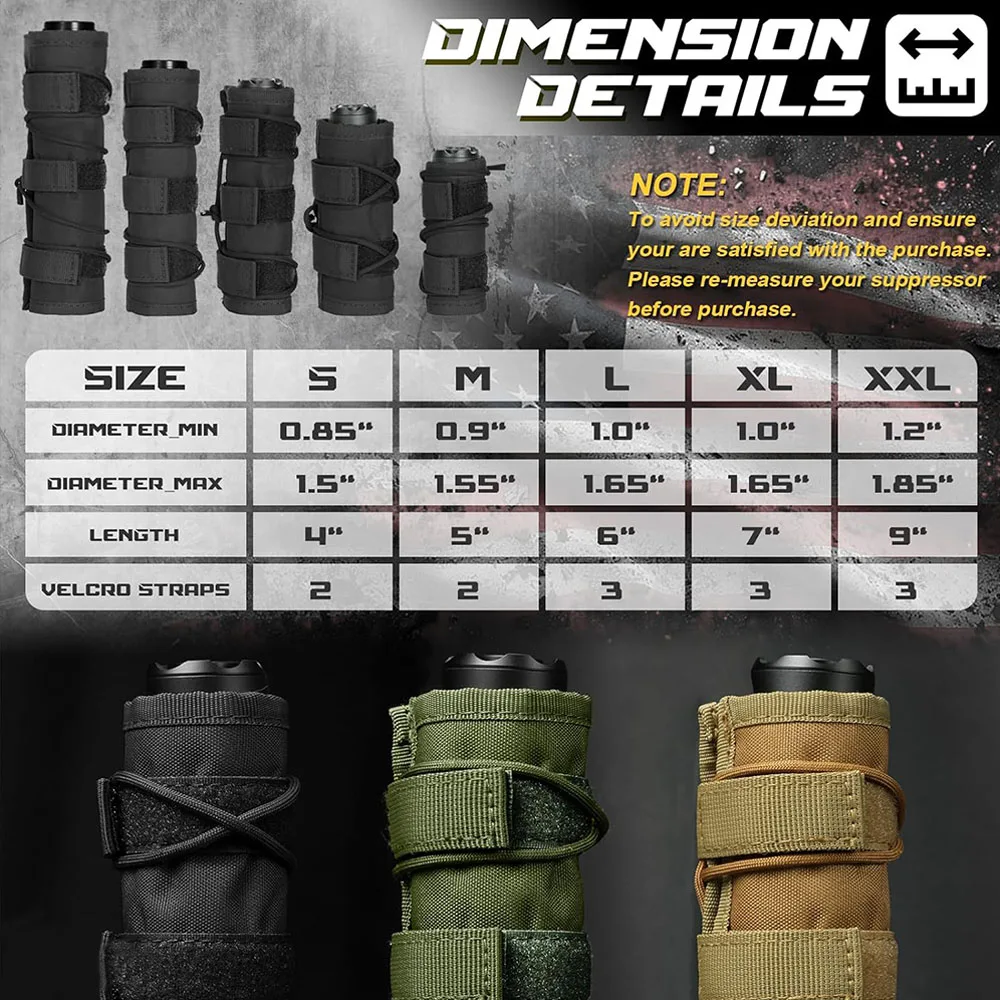 

Tactical Sniper Suppressor Cover with Adjustable Molle System Outdoor Shooting Military Cloth Case for Hunting CS Field Gear