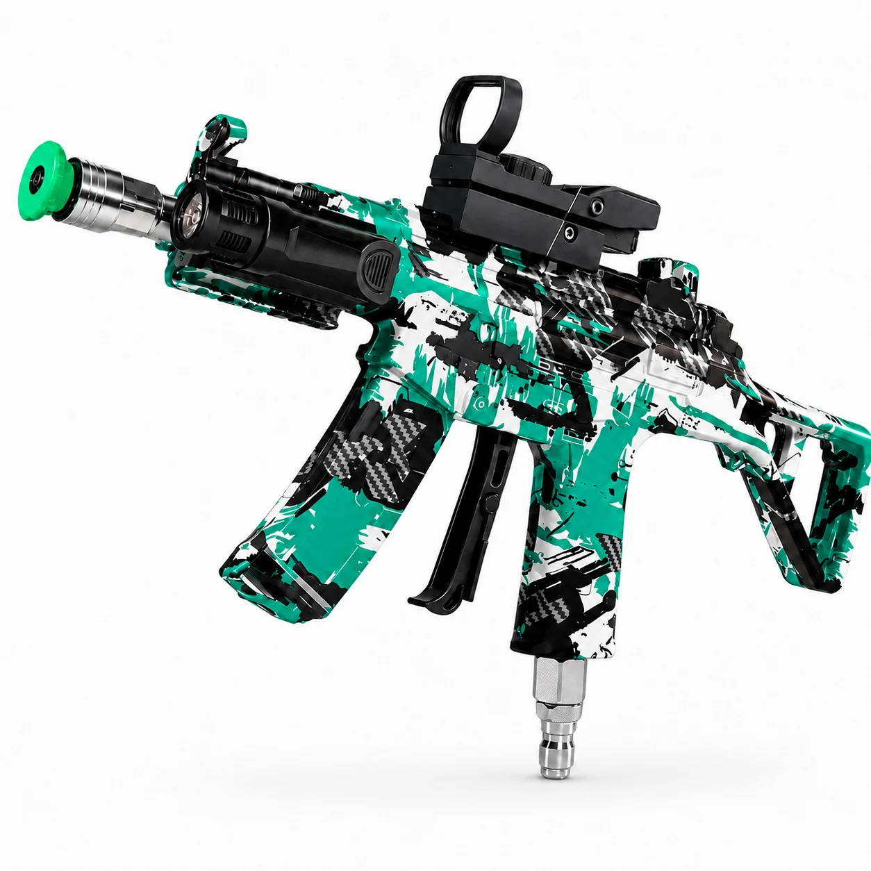 Pistola de agua verde para lavado de autos UMP45, pistola de agua de alta presión con interfaz de aleación, pistola de limpieza portátil para el hogar