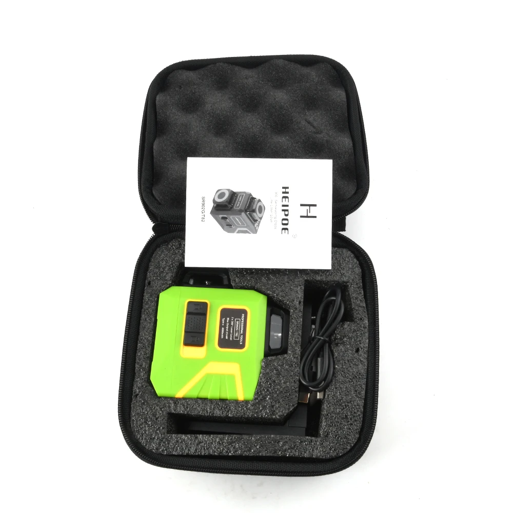 HEIPOE 8 Lines 2D Cross Line Green Beam Line Self-Leveling 360 Vertical & Horizontal Cross Laser Level with Remote Control