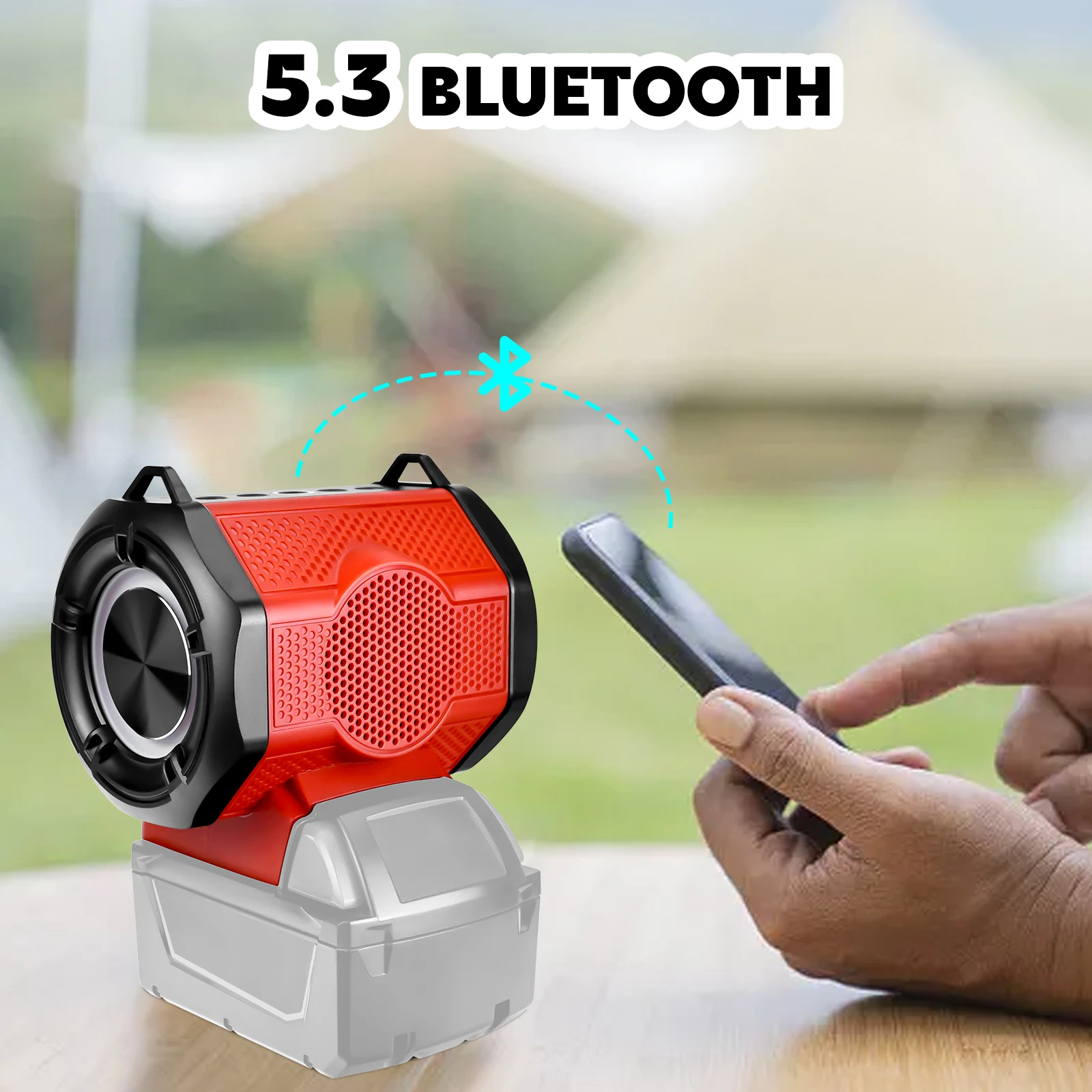 Portable Wireless Speaker with USB & Type-C Charging Port Bluetooth-compatible Speaker for Milwaukee 18V Battery (No Battery)