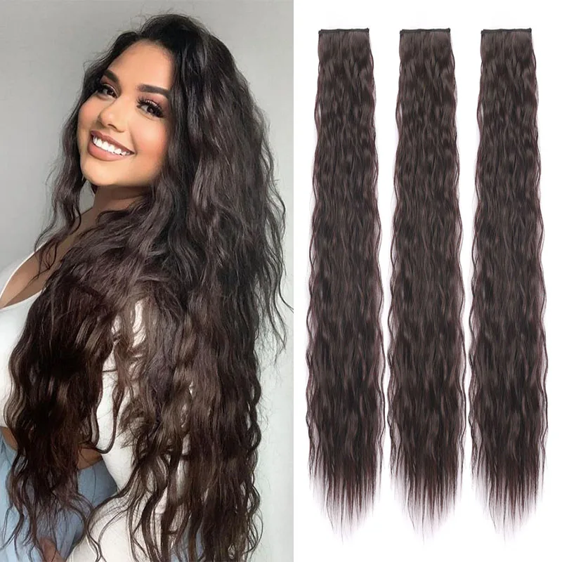 3 Teile/satz 20 zoll Lange Wasser Welle Clip-in Haar Extensions Synthetische Faser Perücken Haarteile Erhöhen Haar Volumen Mädchen täglichen Tragen