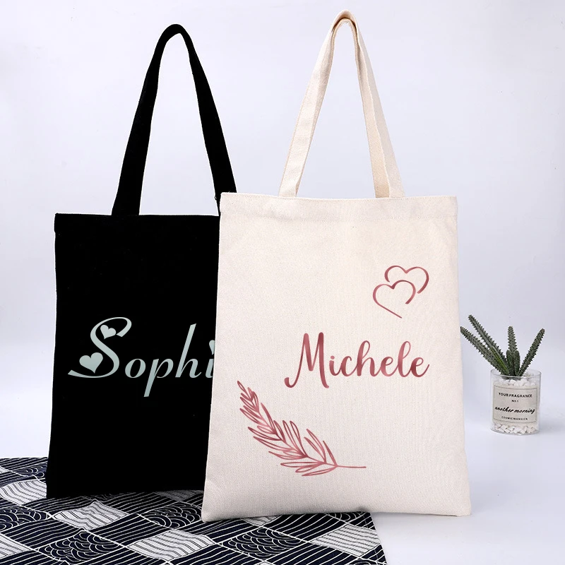 Customized Large Capacity Canvas Bag Portable Simple Cotton Bag Shopping Mall Shopping Bag Shoulder Bag Valentine\'s Day Gift