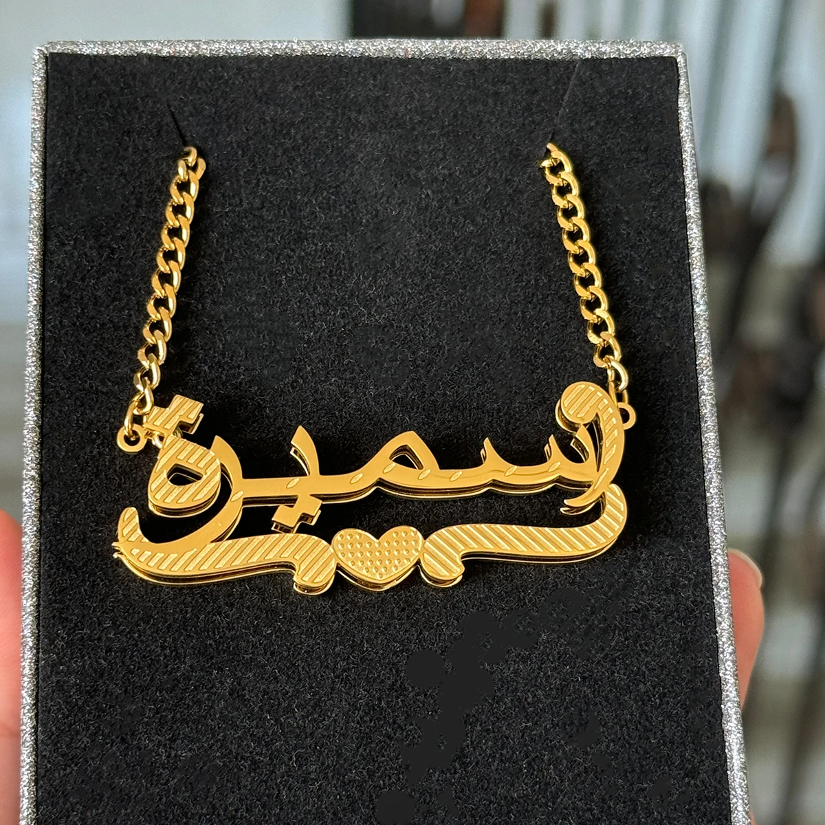 Custom Arabic Name Necklace Personalized 3D Double Layer Nameplate Gold Plated Necklace For Women Party Anniversary Gift Jewelry