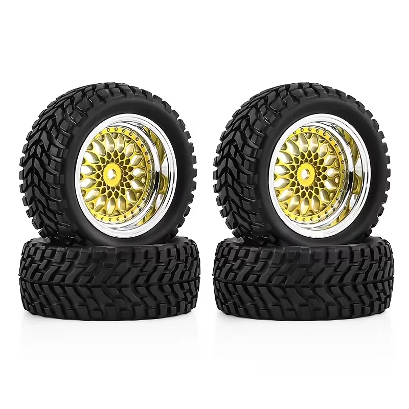1/10 RC Road Tires Wheels 12mm Hex Fit Tamiya TT01 TT02 Kyosho D3 Traxxas 4Tec 2.0, Plastic Rims, On-Road Racing Drift