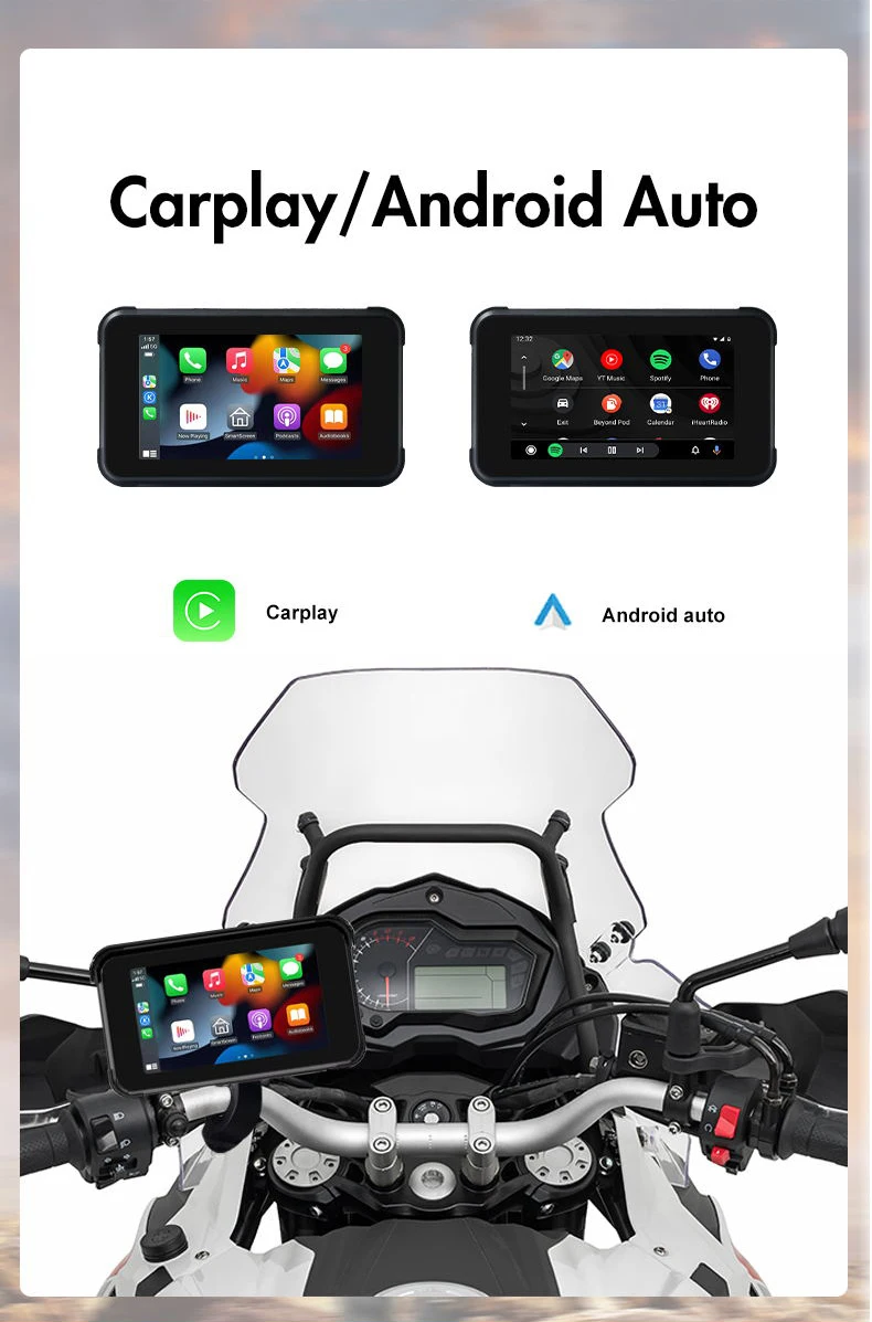 Autoway-Carplay sans fil étanche pour moto 5, écran tactile, Android Auto, GPS, TMPS, caméras anti-tremblement version nuit