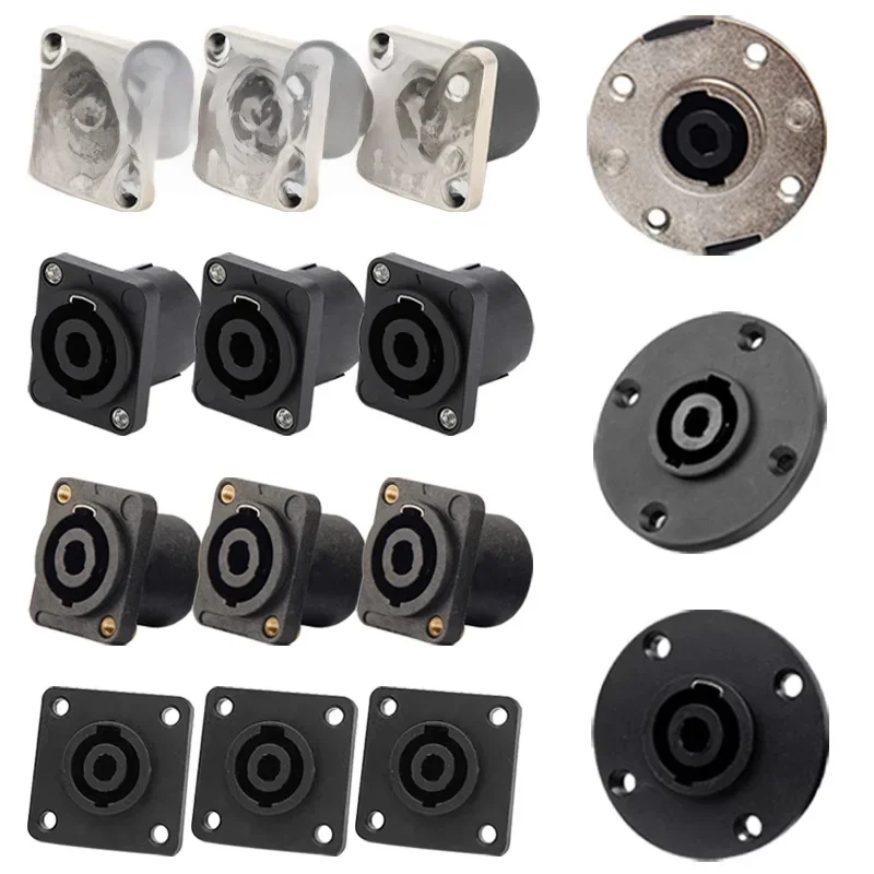 5/20 Stuks Speakon 4-Core Panel Mount Socket XLR Connector Audio Vrouwelijke Jack Socket Ronde Vierkante Basis connectoren