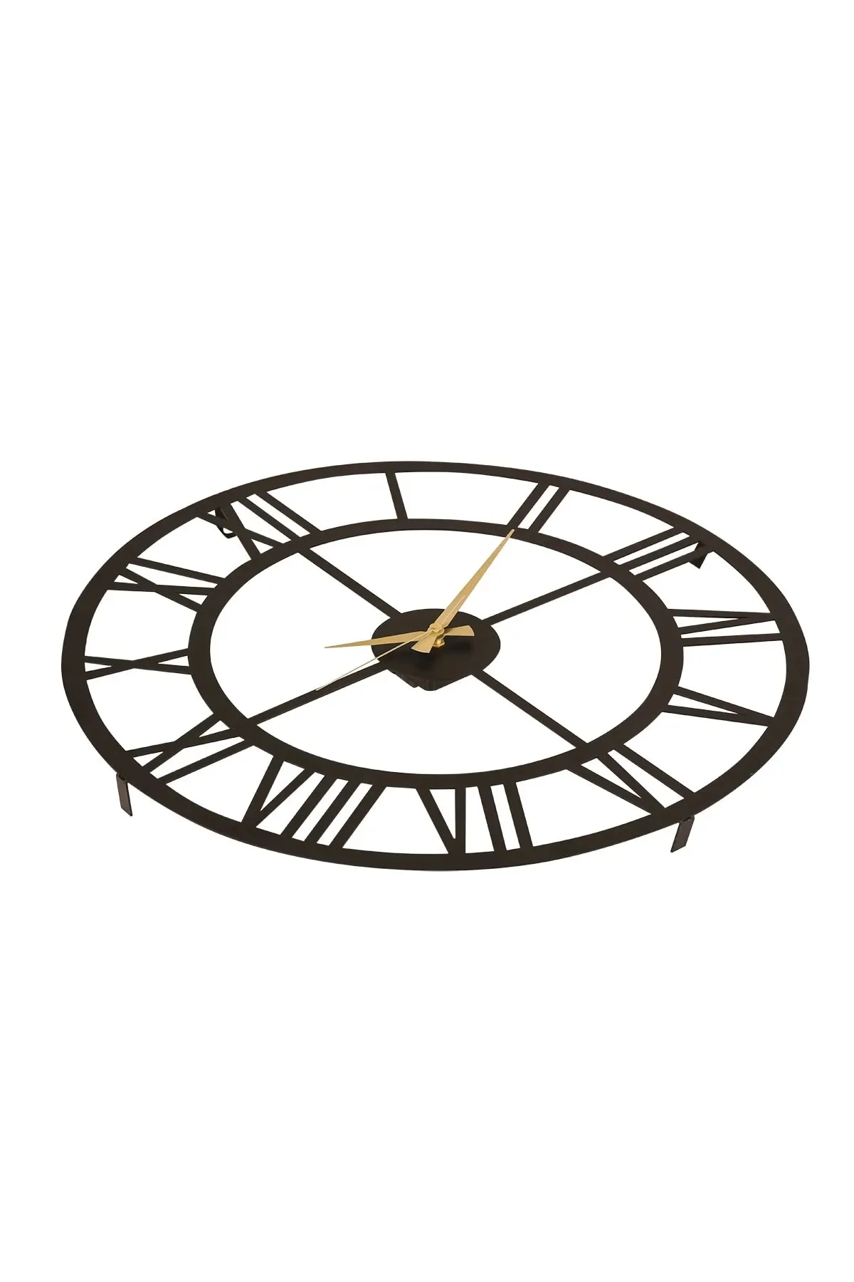 Metal and Wood Black Wall Clock with Roman Numeral 40-50cm Decorative Art Home Living Room Decor