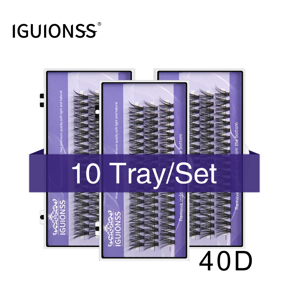 IGUIONSS 10pcs 30D40D Super Cluster Eyelash Extension Natural Mink Eyelash Bunche Cilias Individual Lashes Makeup Cilias Volume