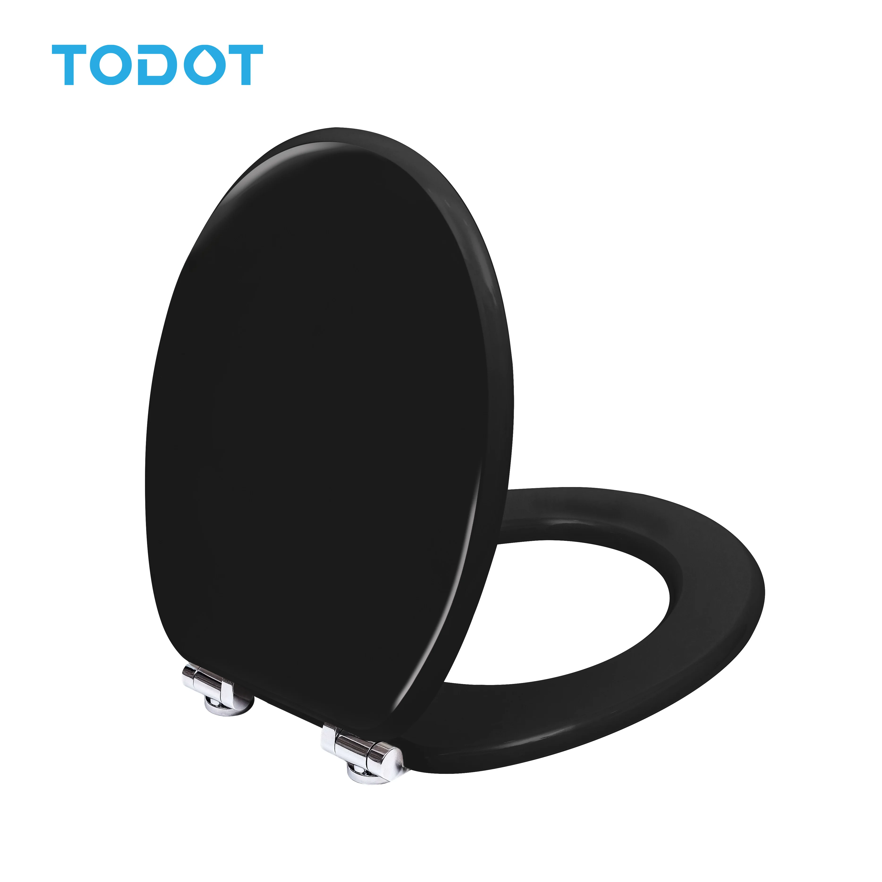 Abattant WC, Frein de Chute Silencieux, Lunette de Toilette en Bois MDF, Finition Laquée Brillante, clip-on toilet seat