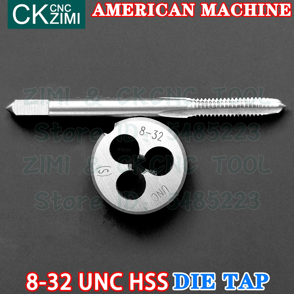 8-32UNC 8-32 UNC Hss Rechte Handvat Amerikaanse Standaard Machine Die Tap Hoge Snelheid Staaldraad Tikken boor Ronde Sterven Metalen