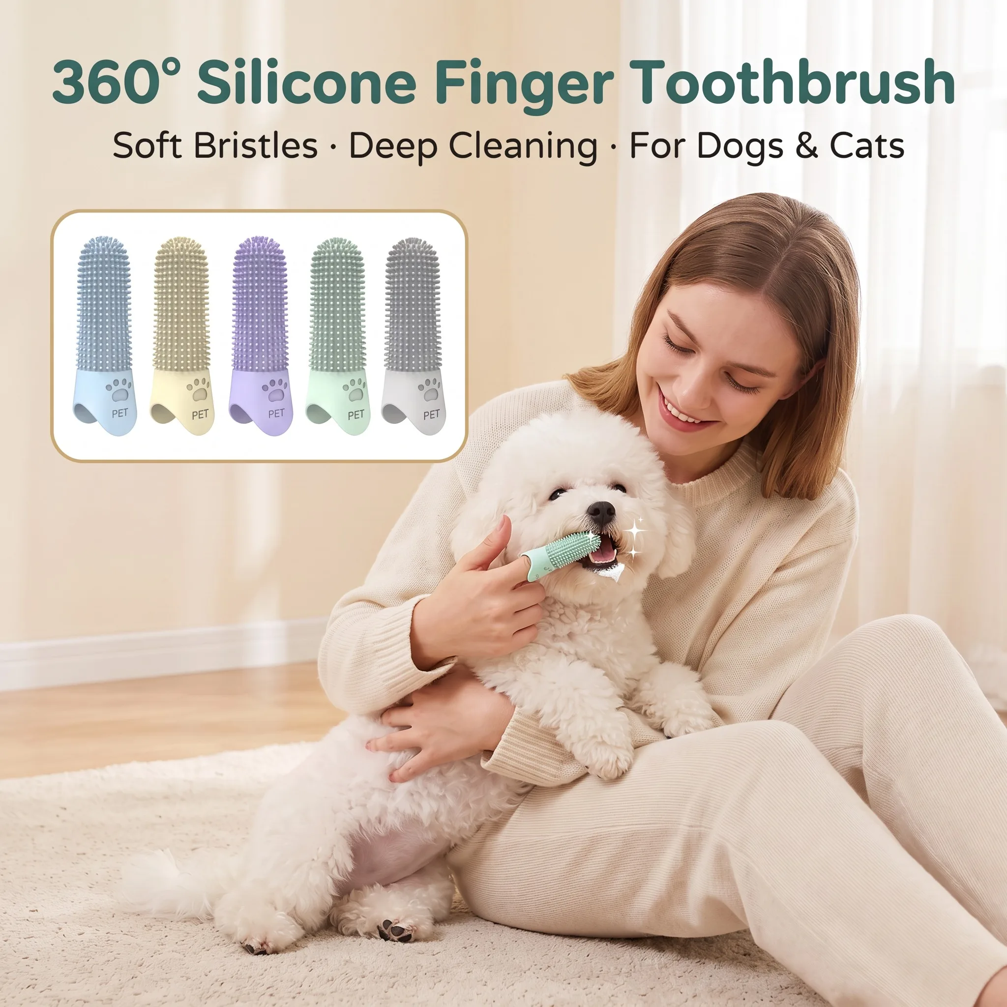 Pet Silicone Teeth Cleaning Fingertips For Cats And Dogs Cleaning And Removing Tartar And Stones Pet Toothbrushes