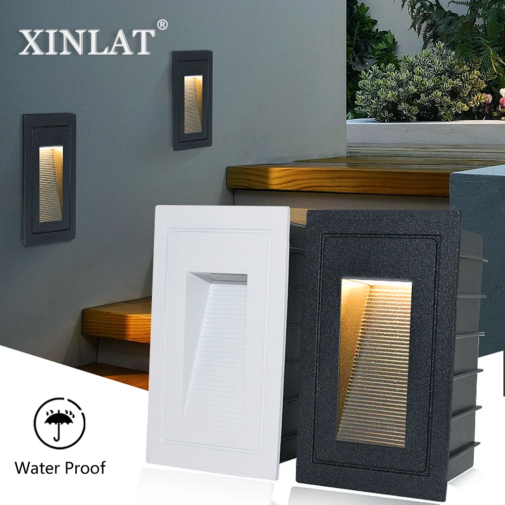 

Outdoor Wall Light Led Vertical Rectangle Footlights Recessed Waterproof Sconce for Step&Stair Balcony Aisle Gate Garden Porch