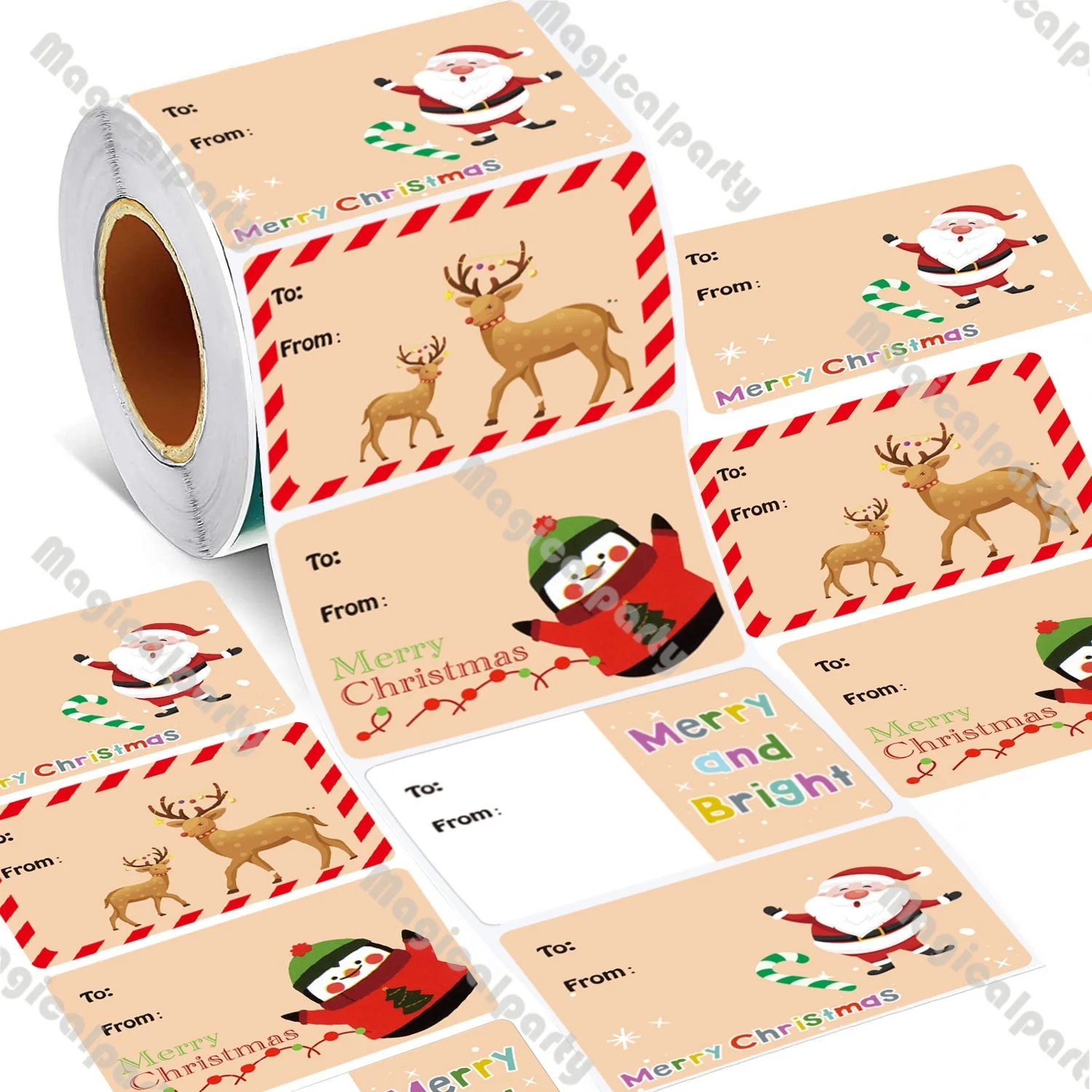 

Christmas Label Stickers,200 Per Roll 5x3.8cm,Gift Label Stickers, Christmas-Themed Designs Merry Christmas Stickers