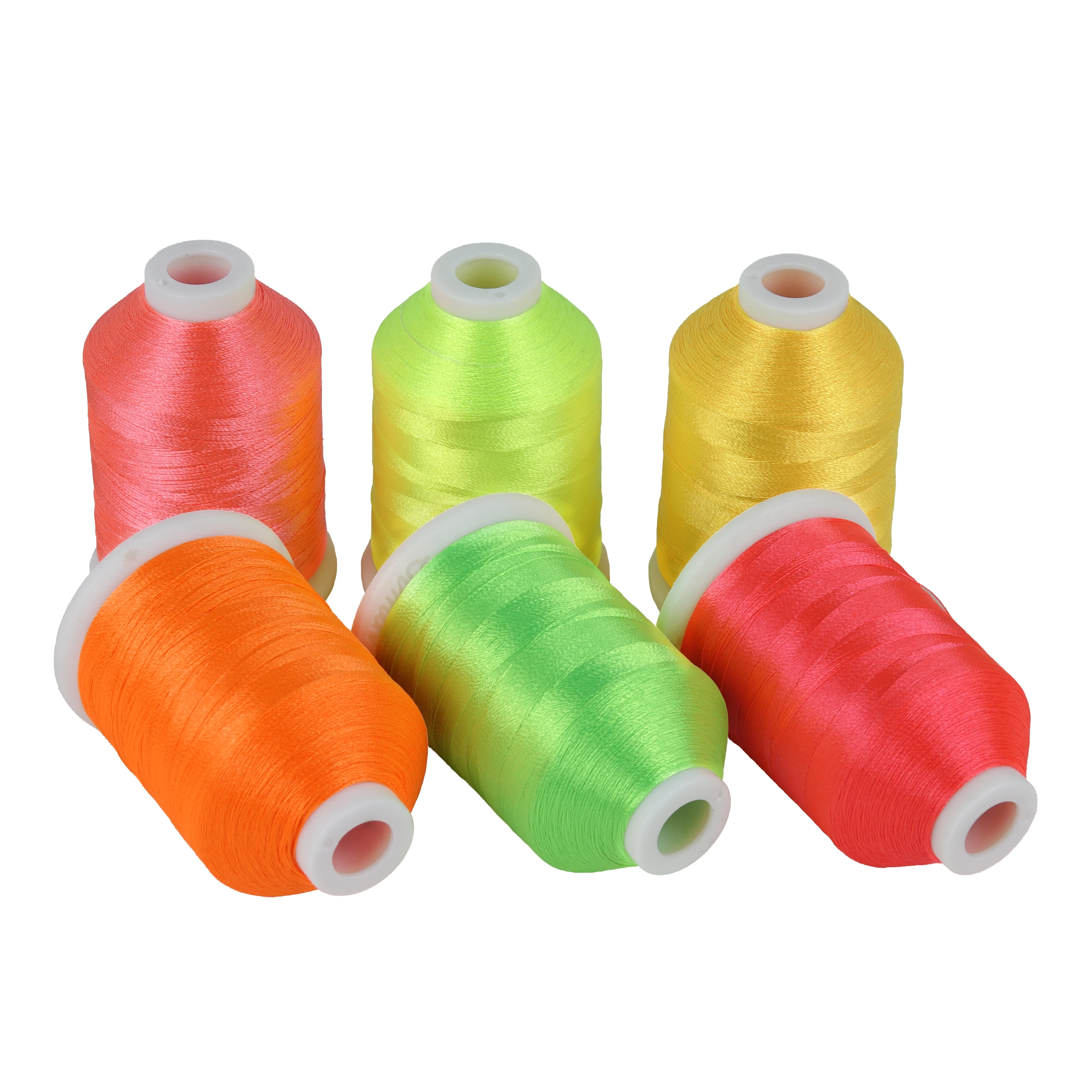 Simthread 6 Neon Fluorescent Colors Polyester Embroidery Thread 1000Meters/1100Yards Per Spool