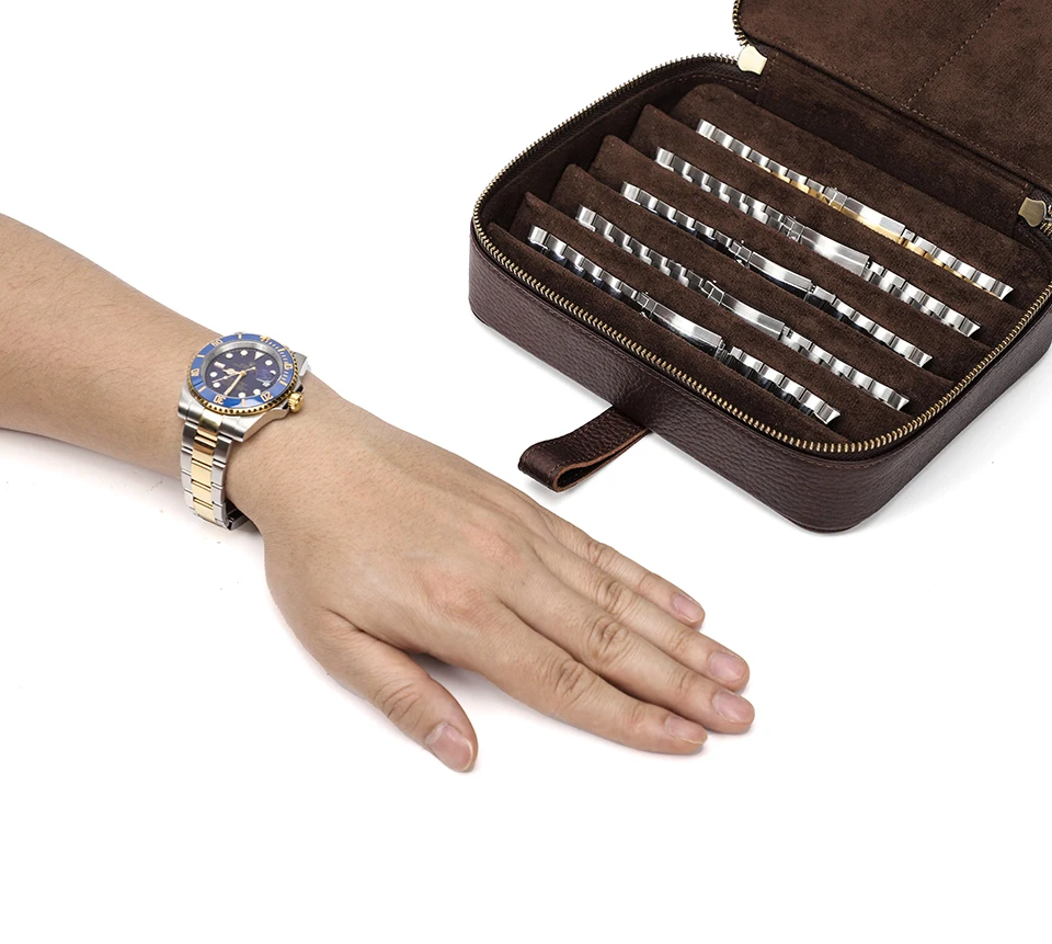 CONTACT'S FAMILY Luxuriöses Uhrengehäuse mit 6 Fächern, Aufbewahrungsbox, Uhrenarmband, tragbarer Reise-Organizer, Uhrenarmband, Werkzeugkoffer, Zubehör – Detail 10