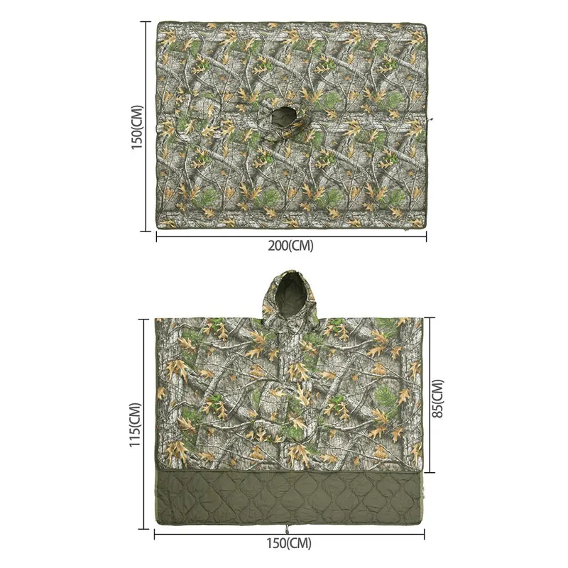 Real Tree Camo Hoodie Blanket with Sleeves Winter Travel Hooded Cover Keep Warm Anti-static Blanket for PC Wearable Blanket