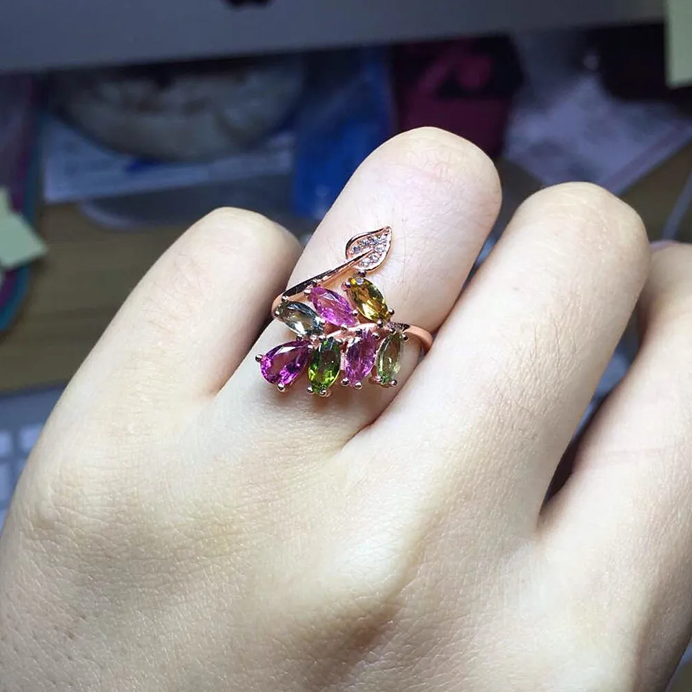 

KJJEAXCMY Boutique Jewelry 925 sterling silver inlaid with colorful tourmaline, women's style horse eye gemstone ring,