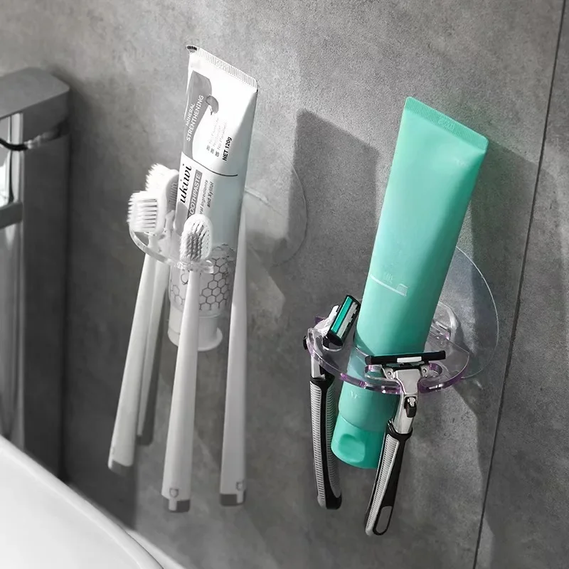 Support de rangement mural pour salle de bain, porte-brosse à dents automatique, distributeur de dentifrice, support de rasoir, Organization de salle de bain, Gadgets pour la maison