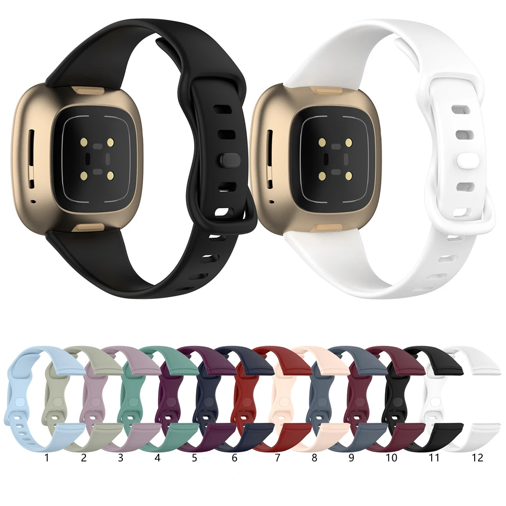 For Fitbit Versa 3 / Versa4 / Sense Silicone Strap Watch BandBracelet Adjustable belt Wristband Versa3 4 Smart Watch Accessorie