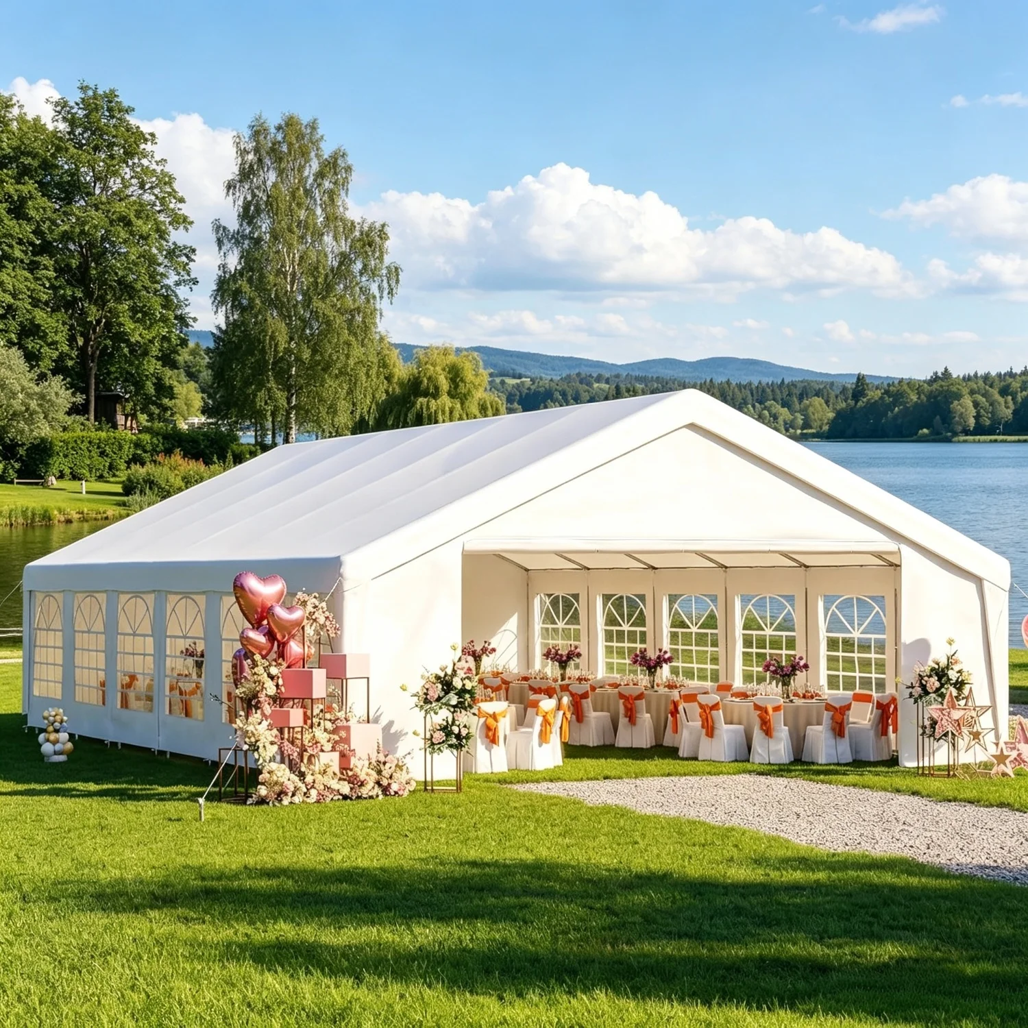 Nordivale 40x20ft Heavy Duty Party Tent with Removable Sidewalls, Waterproof Commercial Canopy for Wedding Outdoor BBQ Camping, White Event Tent view 2