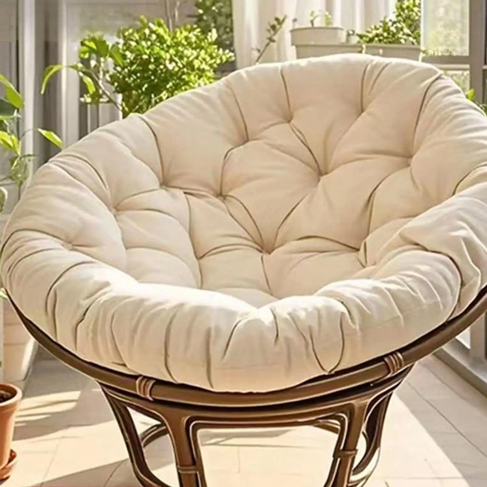 Padded Seat Cushion Egg Shape Chair Pad Breathable Stylish Diameter 40cm Patio Chair Pad for Bedroom