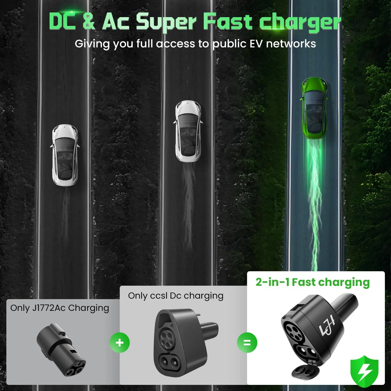 테슬라 어댑터용 2 in 1 CCS1 & J1772 어댑터 250KW 모델 Y/3/S/X/사이버트럭 초고속 CCS1 충전 어댑터 EV 충전소 썸네일 5