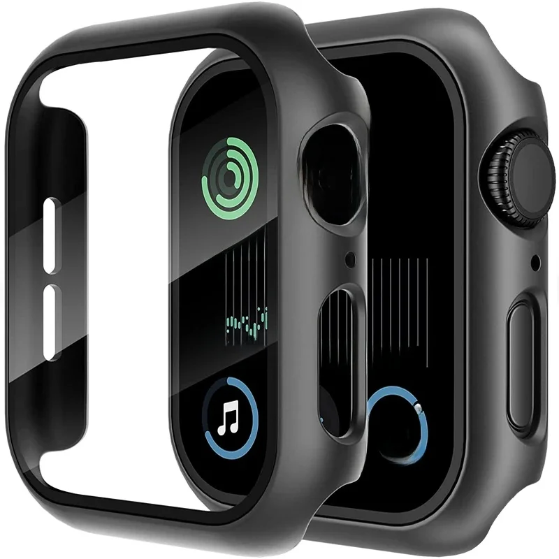 Glas + Abdeckung für Apple Watch Gehäuse 9 8 7 6 SE 5 iWatch Zubehör Displayschutzfolie Apple Watch Series 44mm 40mm 41mm 45mm 42mm 38mm