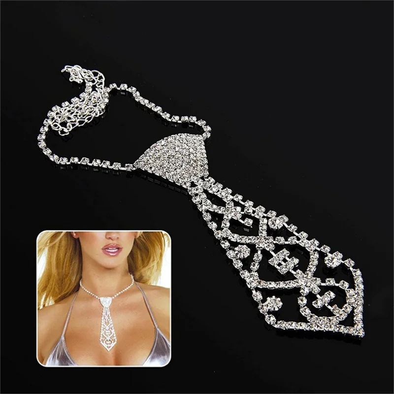 Crystal Choker Collar Necklace Fashion Women Sexy Bling Rhinestone Neck Tie Necklace for Wedding Bridal Party