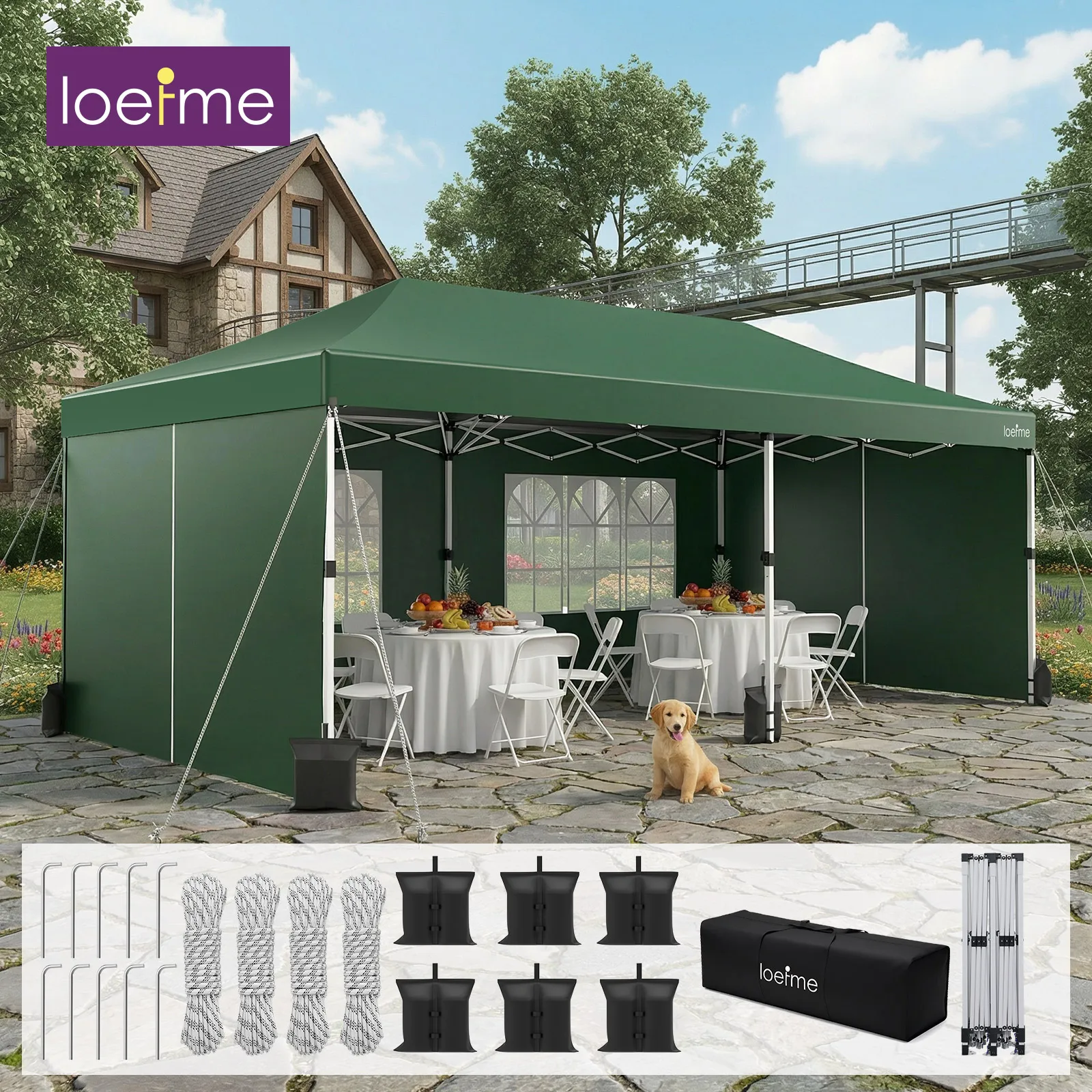 Carpa Plegable LOEFME 3x6M Impermeable y Resistente al Viento 🌦️