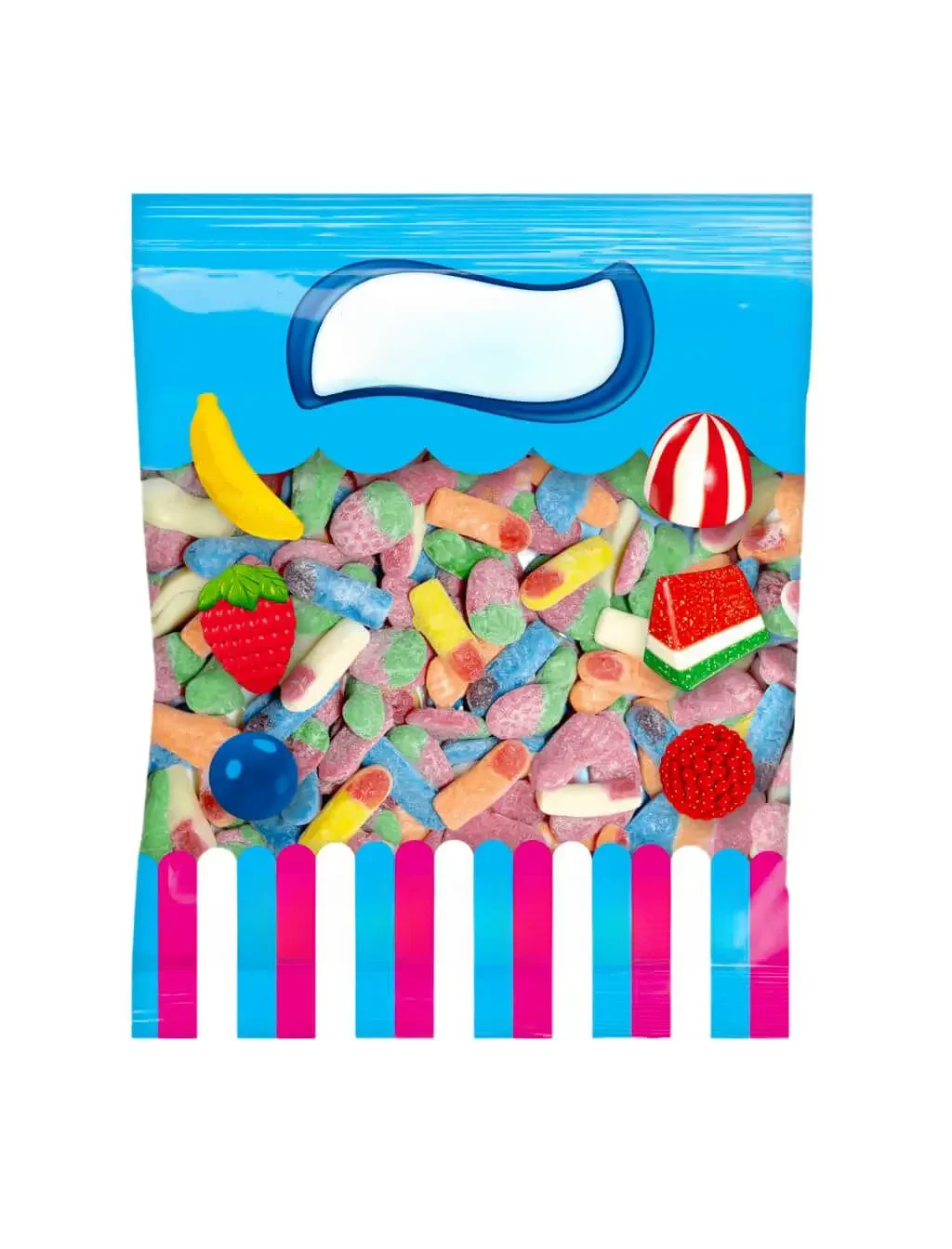 Gaminolas-Vidal Megasurtido Acid Bag, 1g, Ácido Megasurtida, Obras de Dedo Morango e Pés Uma mistura