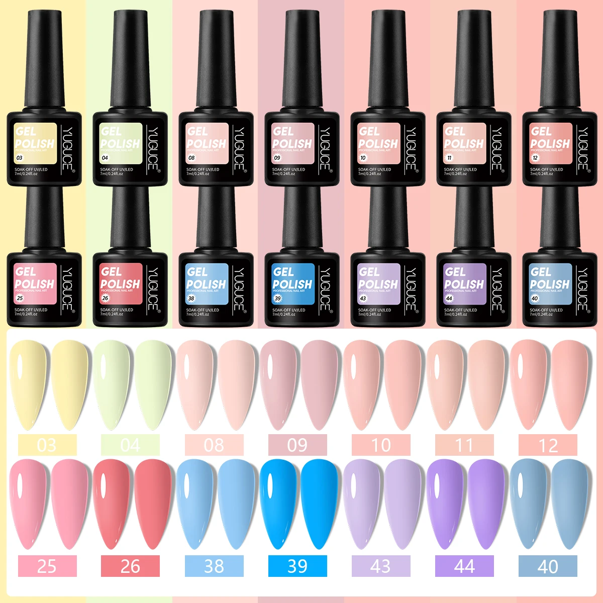 YUGUCE 14PPCS/SET, packaged in 7ml plastic bottles, features classic color schemes for spring and summer, and is easy to apply