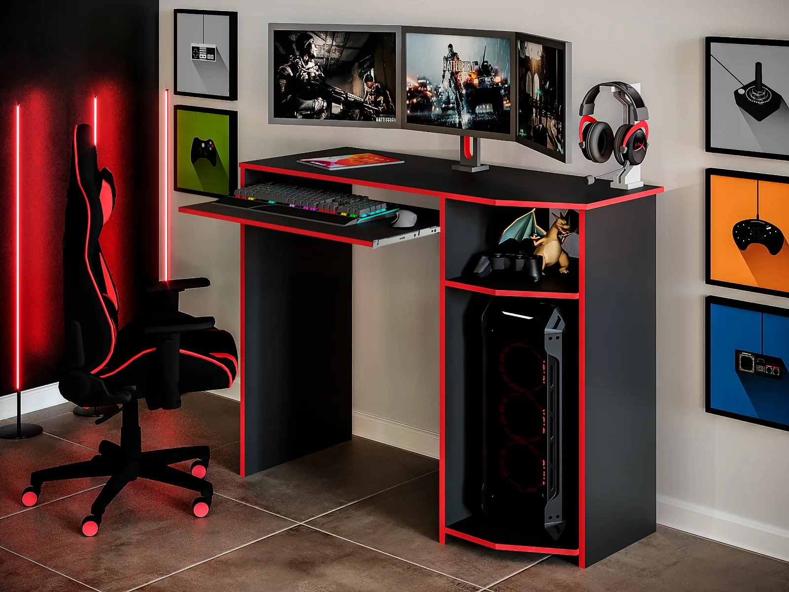 Gamer Desk For Games Table Computer Home Office