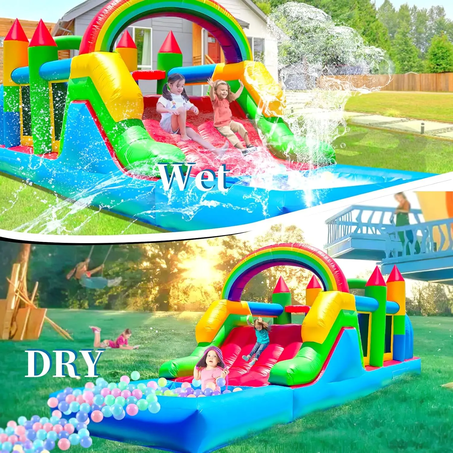 6 In1 Large 25ft Bounce House PVC commerciale gonfiabile percorso ad ostacoli casa di rimbalzo per bambini adulti con piscina bagnata e asciutta