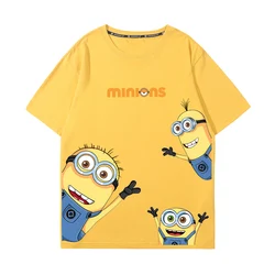 New Minions Tee Summer 100 Cotton T-shirt Mother Kids Cartoon Minions Printed Round Neck Tee Shirts Boys Girls Comfortable Tops