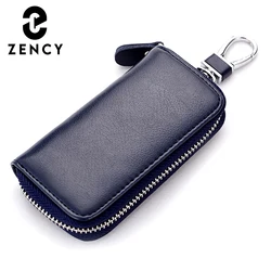 Zency Upgraded Genuine Leather Home Car Key Holder Bags Unisex Key Wallet Organizer Case Keychain Pouch Housekeeper Purse