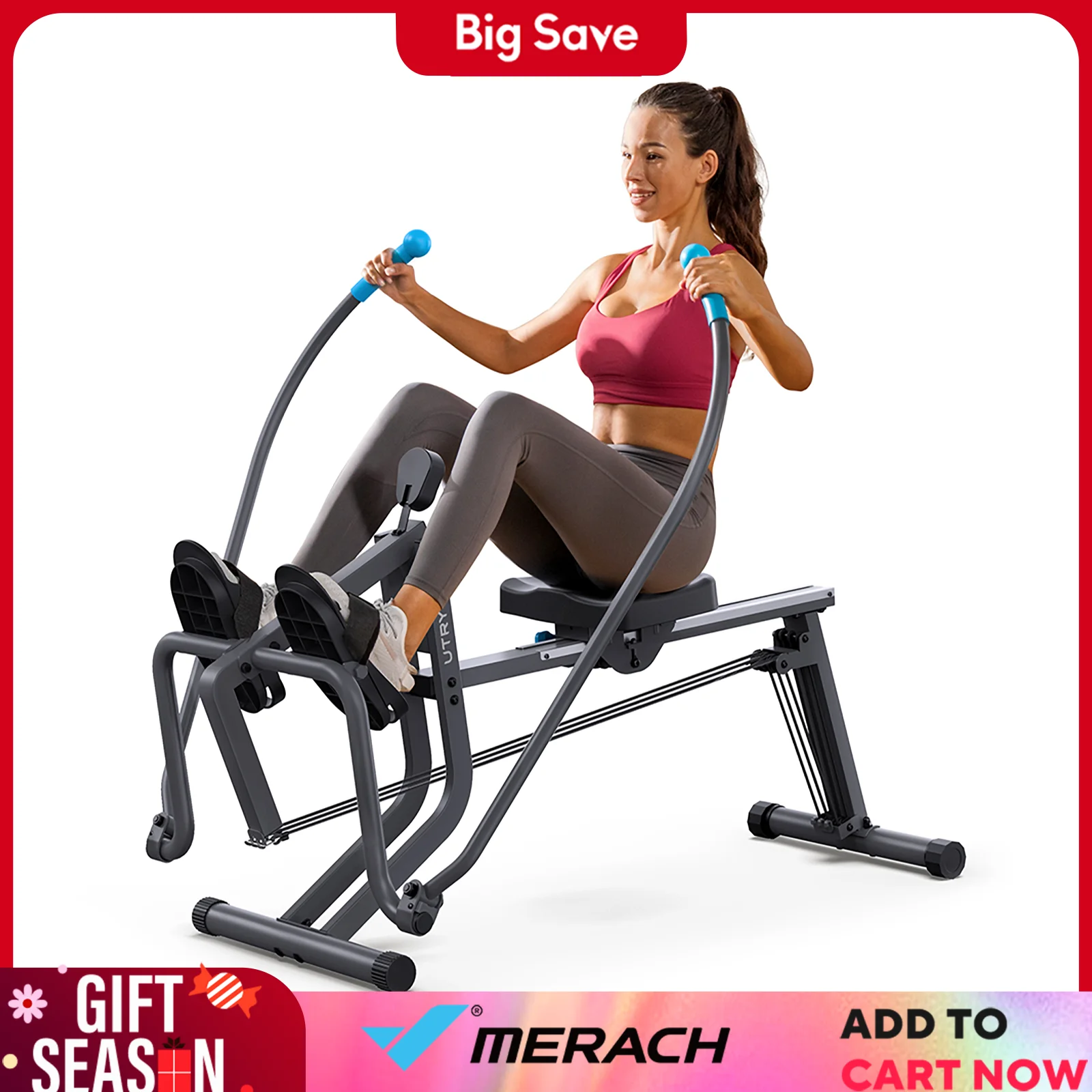 UTRYUP Sculls Rowing Machine Smooth Rowing Experience Space-Saving Ergonomic Seat Adjustable Footrests Quiet Operation Home Gym