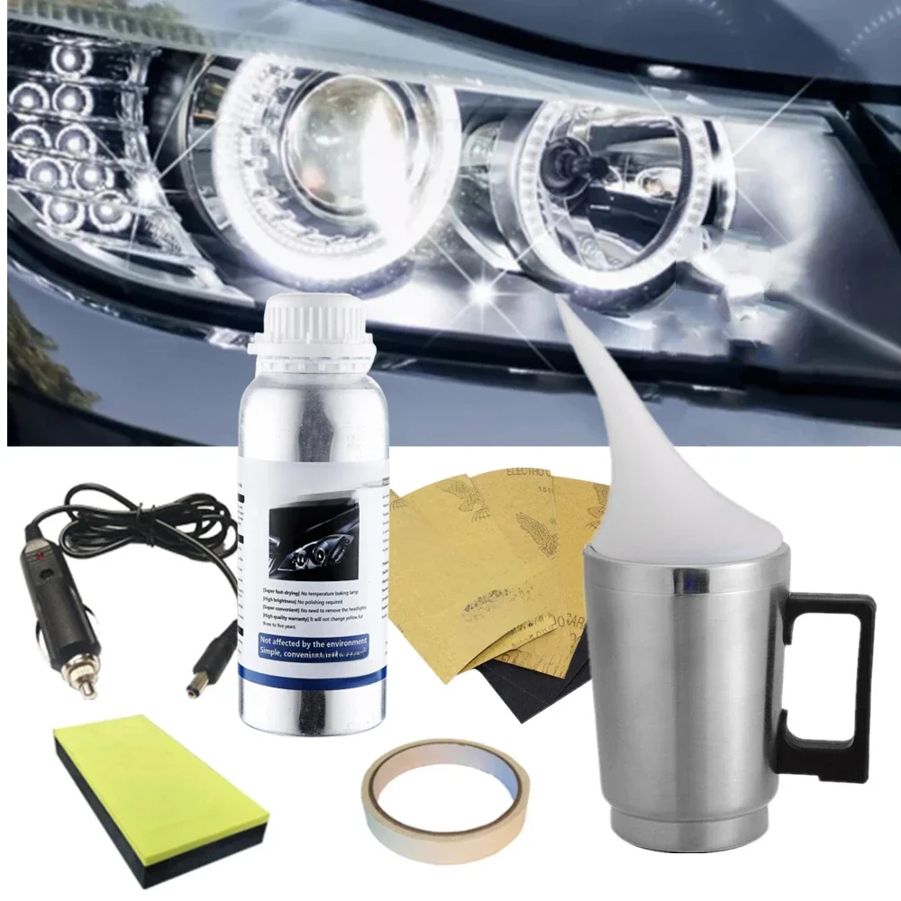Conjunto de polimento de faróis, renovação de faróis automotivos, restauração de luz, carro limpo,