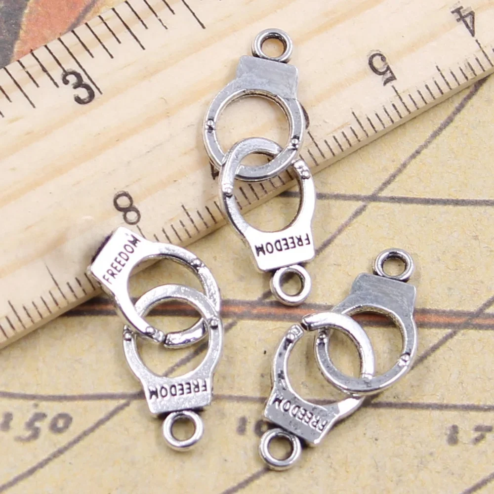 20 sztuk Charms kajdanki wolność 30x10mm tybetański srebrny wisiorki rzemiosło dokonywanie ustalenia Handmade Antique biżuteria DIY dla naszyjnik — zdjęcie 2
