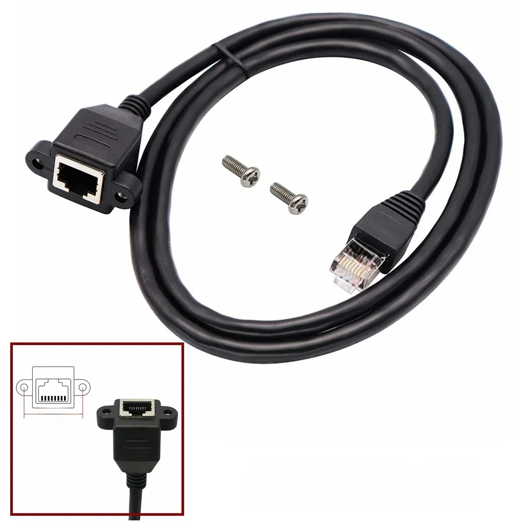 8-pinowy kabel RJ45 męski do żeńskiego przedłużacza sieci Ethernet LAN Śrubowe złącze do montażu panelowego Przedłużacz kabla Cat5E Cat6E RJ 45 — zdjęcie produktu 7
