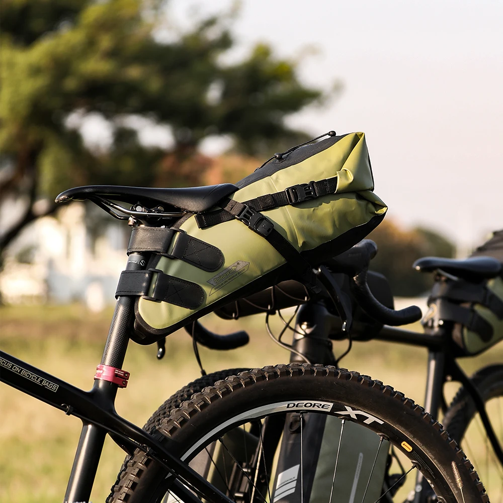 Rhinowalk Bike Saddle Bag Waterproof Bike Seat Bag 13L Foldable Bicycle Tail Bag MTB Road Trunk Bikepacking Bicycle Accessories