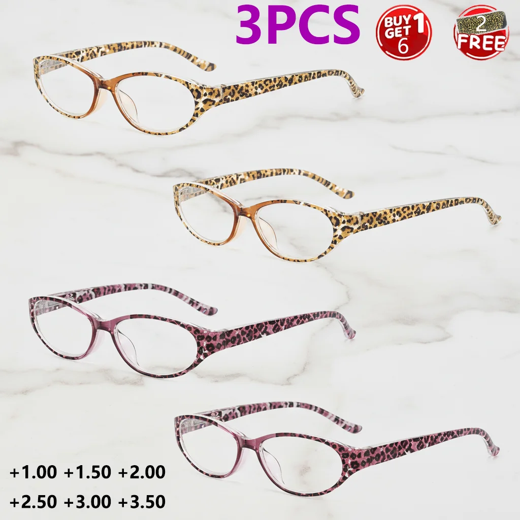 4 Stück Lesebrille mit Mini-Rahmen und Leopardenmuster, leichtes Federscharnier, nicht anfällig über die Kopfgröße, stilvolle Augenschutzoptik