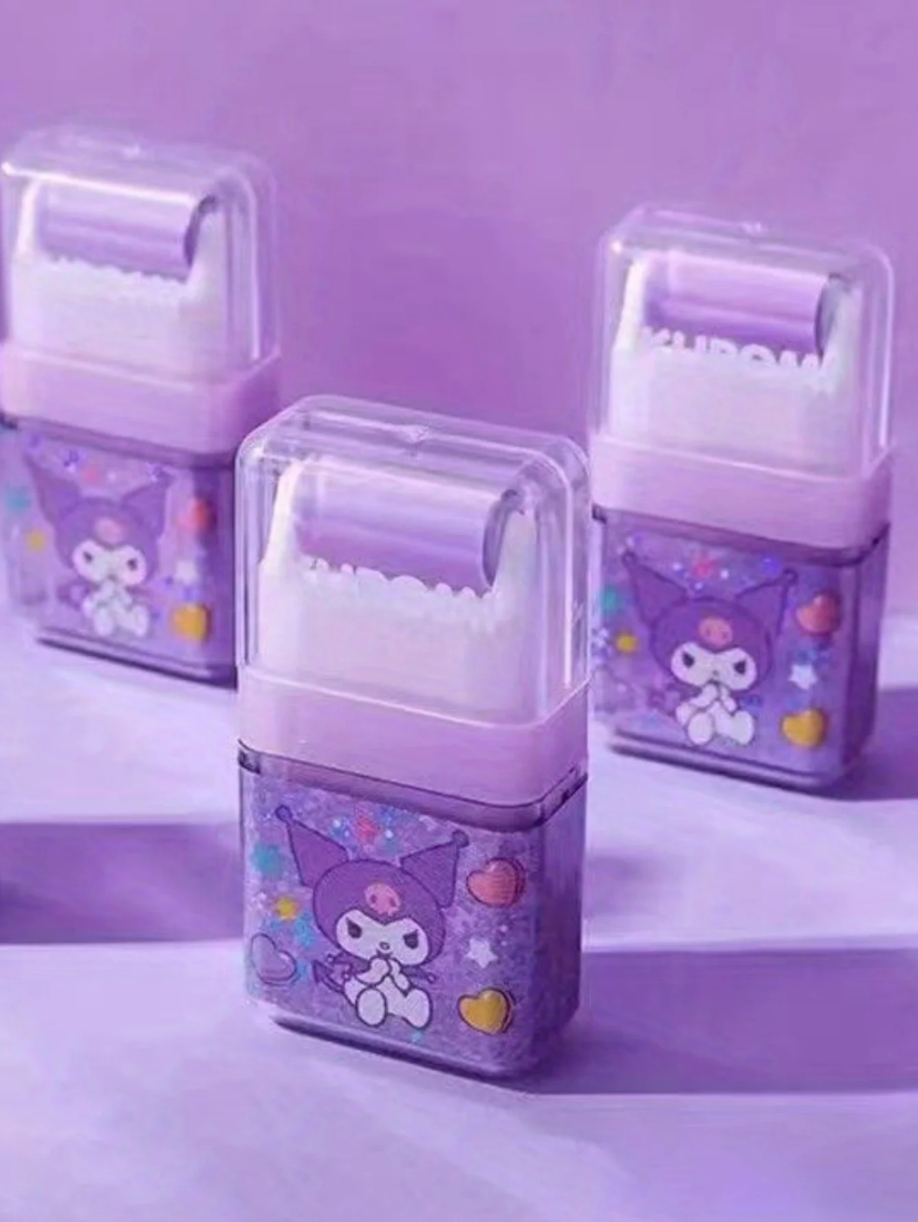 1/4pcs HelloKitty My Melody Kuromi Cinnamoroll Borracha fofa e criativa com borracha de rolo de imagem de desenho animado