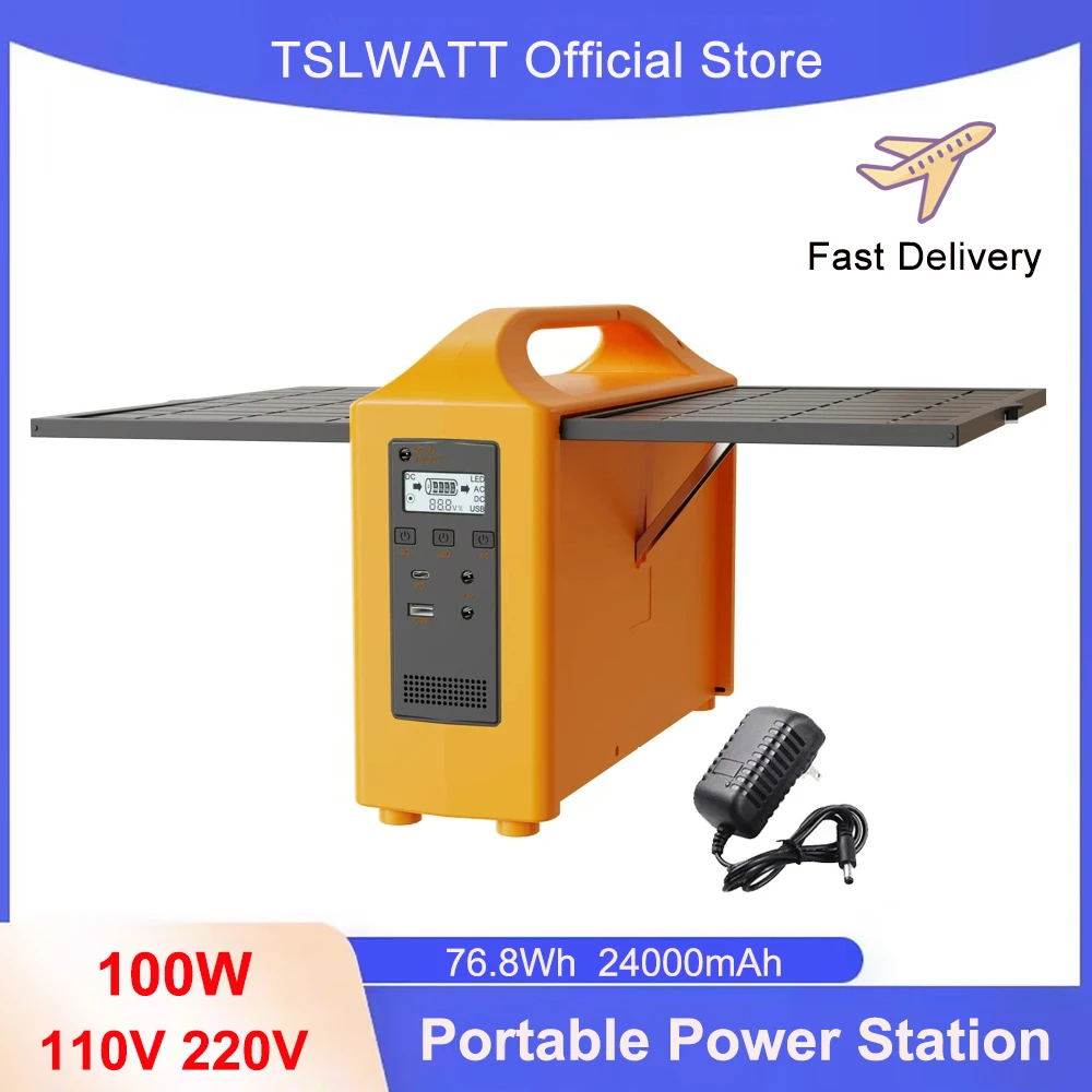 100W Power Station 220V 110V Power Supply Solar Generator Portable Power Bank LiFePo4 Battery With Solar Panel Outdoor Camping