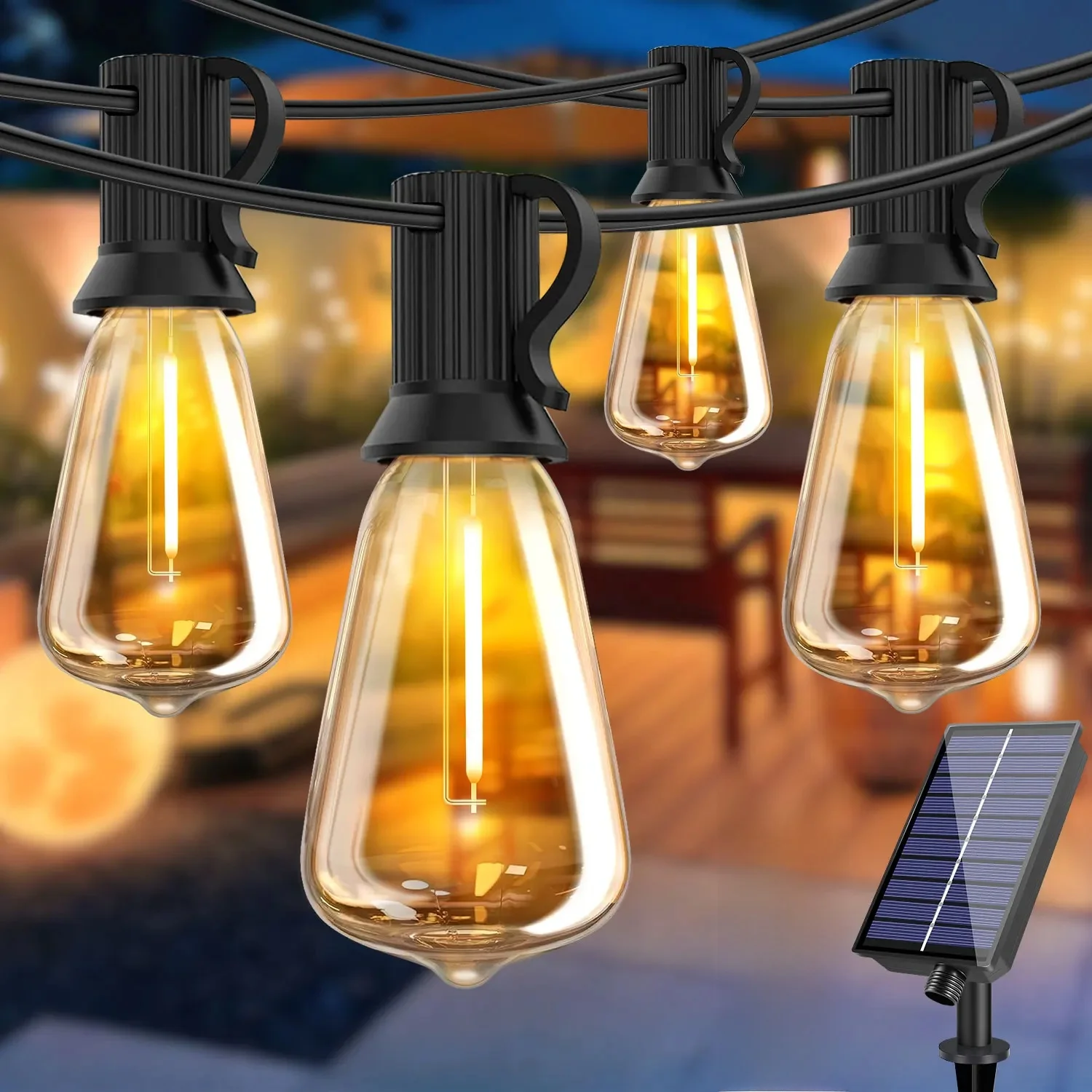 Guirlandes solaires incassables ST38 pour extérieur, 30m, 18m, 10m, 7,6m, en plastique, étanches, avec télécommande, éclairage solaire extérieur, décoration de fête