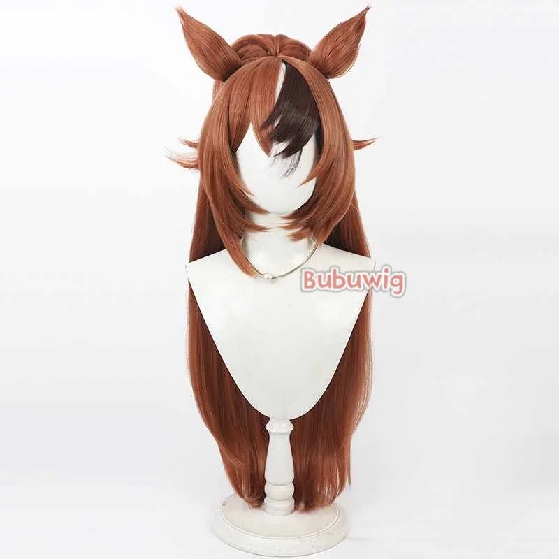 Bubuwig Synthetic Hair Bubble Gum Fellow Cosplay Wigs Game Uma musume: Pretty Derby 90cm Long Mixed Brown Wig Heat Resistant 2
