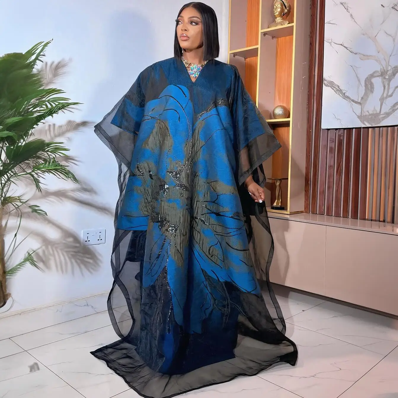 Neue Afrikanische Kleider für Frauen Luxuriöse Bestickte Afrikanische Kleider Zweiteiliges Set Afrikanisches Kleid für Damen – Detail 10
