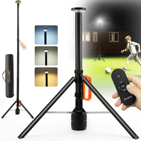 360° Rechargeable Work Light  Remote Control 8.4Ft Max Height 3000LM Ultra Bright 3CCT Dimmable Telescopic Camping Lights